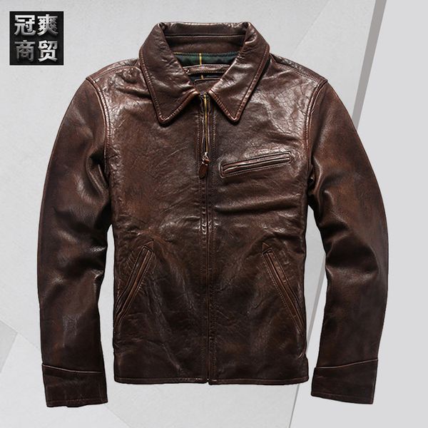 fashion leather 1930 ami khaki oil wax jacket men's straight lapel thickened sheep coat, Black
fashion leather 1930 ami khaki oil wax jacket men's straight lapel thickened sheep coat, Black