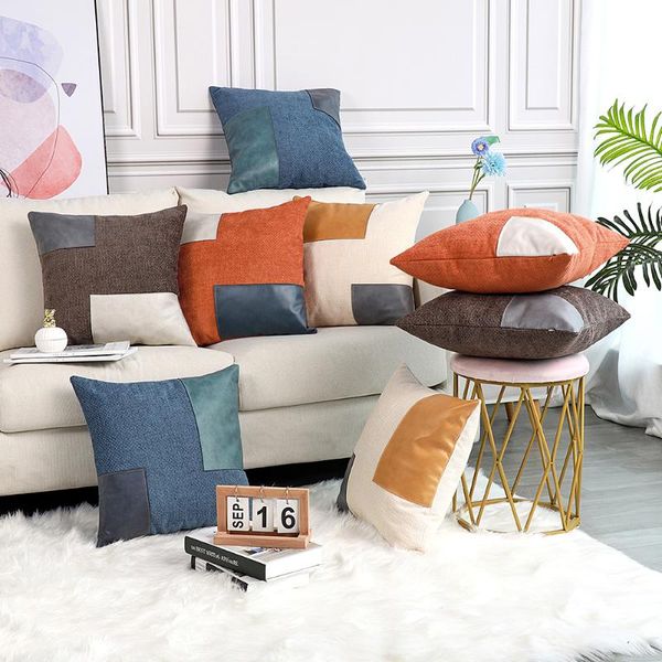 cushion/decorative pillow linen splice case pu leather cushion cover nordic throw pillowcase for couch bed living room office decorative 45x
cushion/decorative pillow linen splice case pu leather cushion cover nordic throw pillowcase for couch bed living room office decorative 45x