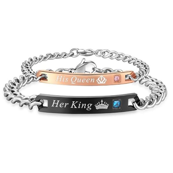 link, chain moonrocy titanium steel bangle crystal couple bracelets punk jewelry words fadeless gift her king his queen drop, Black
link, chain moonrocy titanium steel bangle crystal couple bracelets punk jewelry words fadeless gift her king his queen drop, Black