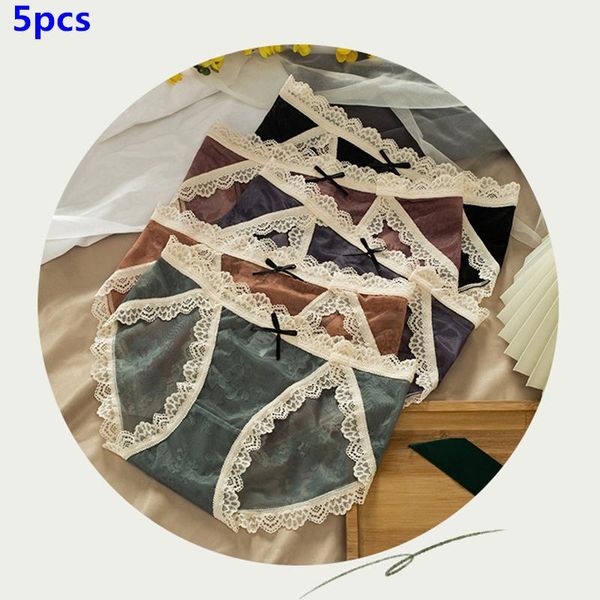 women's panties 5pcs lace underwear ladies pure cotton crotch mid-waist breathable french transparent mesh briefs, Black;pink
women's panties 5pcs lace underwear ladies pure cotton crotch mid-waist breathable french transparent mesh briefs, Black;pink