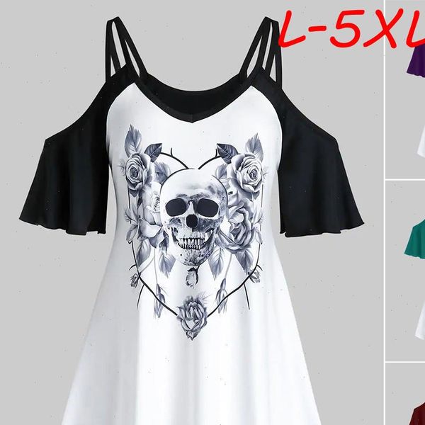 women shirts blouse oversized shirt v neck plus size open shoulder skull flower print summer off dames kleding jsw, White
women shirts blouse oversized shirt v neck plus size open shoulder skull flower print summer off dames kleding jsw, White