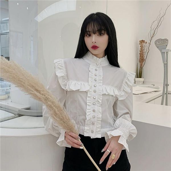 women's blouses & shirts chiffon blusas mujer de moda verano long sleeve short womens sweet ruffles spring autumn vetement femme, White
women's blouses & shirts chiffon blusas mujer de moda verano long sleeve short womens sweet ruffles spring autumn vetement femme, White