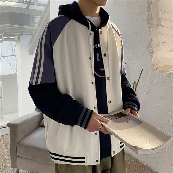 single breasted baseball jacket men autumn japanese street harajuku college patchwork block couple bomber varsity coats 211214, Black;brown
single breasted baseball jacket men autumn japanese street harajuku college patchwork block couple bomber varsity coats 211214, Black;brown