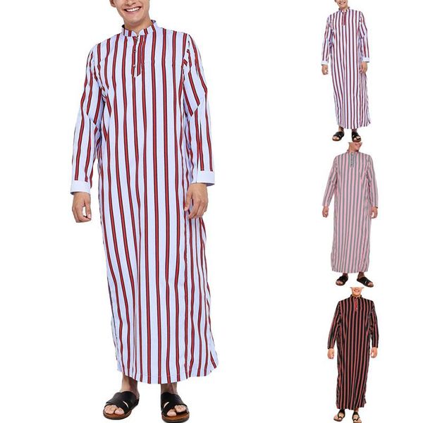 men's casual shirts incerun man arab muslim long blouse fashion men striped robes sleeve stand collar kaftan robe plus size, White;black
men's casual shirts incerun man arab muslim long blouse fashion men striped robes sleeve stand collar kaftan robe plus size, White;black