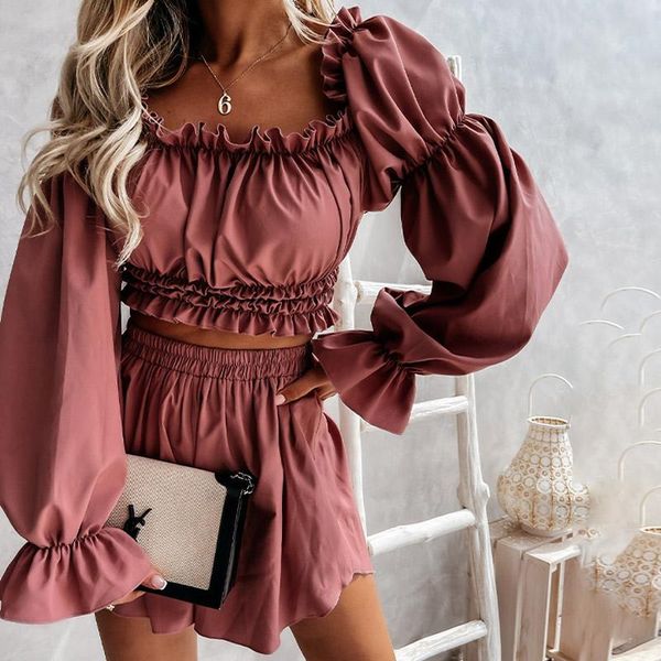 women's tracksuits 2021summer fashion casual satin two-piece suit off shoulder ruffles long sleeve crop and loose short pants set, Gray
women's tracksuits 2021summer fashion casual satin two-piece suit off shoulder ruffles long sleeve crop and loose short pants set, Gray