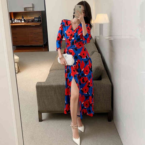 floral three-quarter sleeve korea women bohemian beach maxi wrap dresses lace-up slim waist elegant ladies holiday dress clothes, Black;gray
floral three-quarter sleeve korea women bohemian beach maxi wrap dresses lace-up slim waist elegant ladies holiday dress clothes, Black;gray