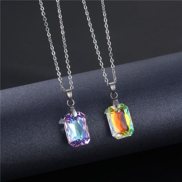 pendant necklaces k9 crystal rectangular necklace, stainless steel short clavicle chain, female foreign trade square geometric necklace, Silver
pendant necklaces k9 crystal rectangular necklace, stainless steel short clavicle chain, female foreign trade square geometric necklace, Silver