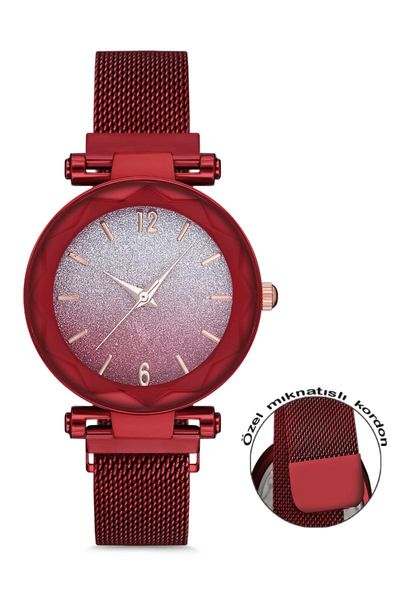 wristwatches red mesh metal cord etkileyici women wrist watch, Slivery;brown