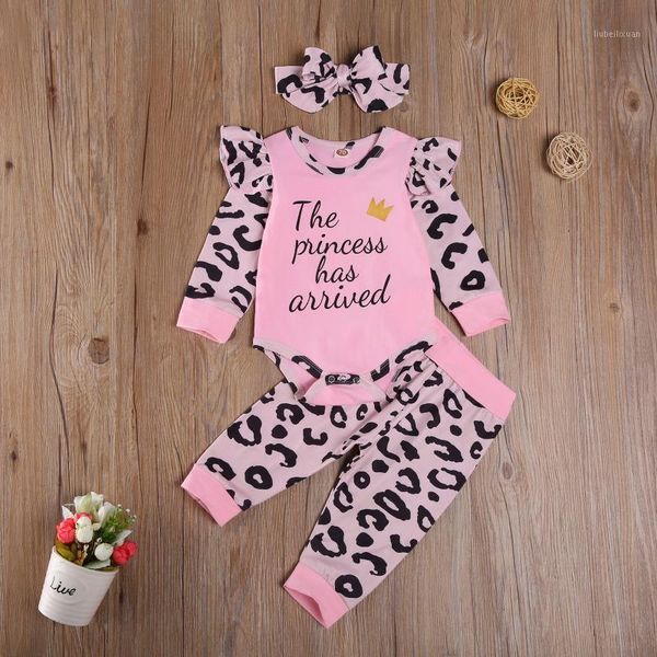 clothing sets born baby girls three-piece clothes set long sleeve round collar romper leopard pants headdress yellow/ brown/ purple/ pink1, White 
clothing sets born baby girls three-piece clothes set long sleeve round collar romper leopard pants headdress yellow/ brown/ purple/ pink1, White