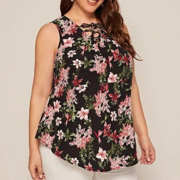 women's blouses & shirts plus size fashion floral printed blouse shirt bandage v-neck casual summer ladies female women sleeveless blu, White
women's blouses & shirts plus size fashion floral printed blouse shirt bandage v-neck casual summer ladies female women sleeveless blu, White