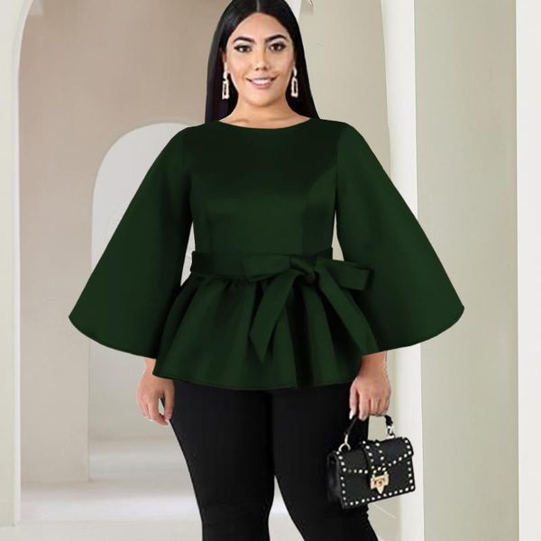 plus size t-shirt flare sleeve tunics high waist belt zipper ruffles loose green vintage classy blouses office work women outfits, Black
plus size t-shirt flare sleeve tunics high waist belt zipper ruffles loose green vintage classy blouses office work women outfits, Black