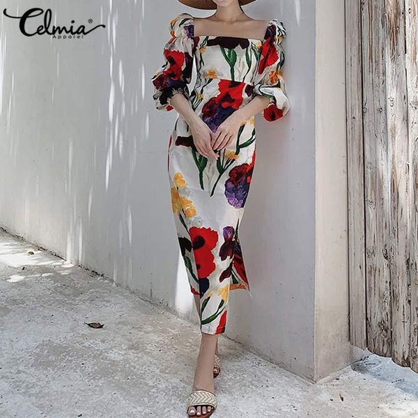 celmia french romance flower print women dress elegant long puff sleeve square collar midi fashion party vestidos 5xl casual dresses, Black;gray
celmia french romance flower print women dress elegant long puff sleeve square collar midi fashion party vestidos 5xl casual dresses, Black;gray
