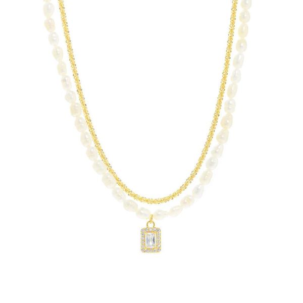 pendant necklaces two layer pearl square cubic zirconia necklace for women layering cz ladies real jewellery, Silver
pendant necklaces two layer pearl square cubic zirconia necklace for women layering cz ladies real jewellery, Silver