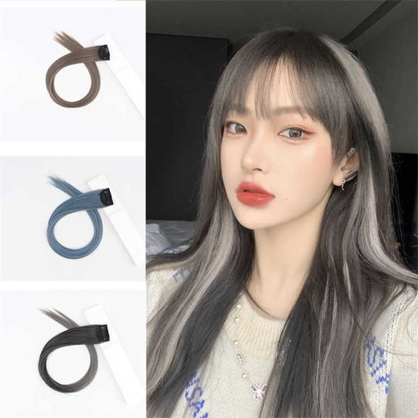 traceless a piece of invisible high temperature silk hairpiece with colored hair piece for hanging ears, Black 
traceless a piece of invisible high temperature silk hairpiece with colored hair piece for hanging ears, Black