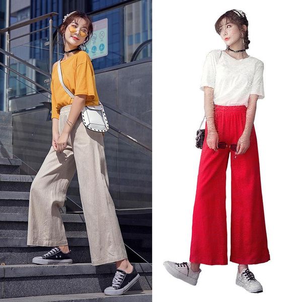 women's pants & capris fashion high waist casual straight linen wide leg trousers women dx5937, Black;white
women's pants & capris fashion high waist casual straight linen wide leg trousers women dx5937, Black;white