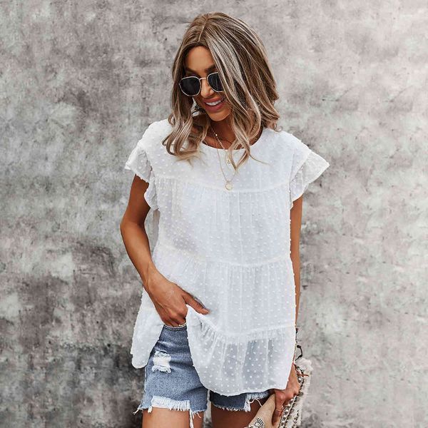 women's blouses & shirts 2021 summer chiffon jacquard pom ruffle pretty female blusas 85d2, White
women's blouses & shirts 2021 summer chiffon jacquard pom ruffle pretty female blusas 85d2, White