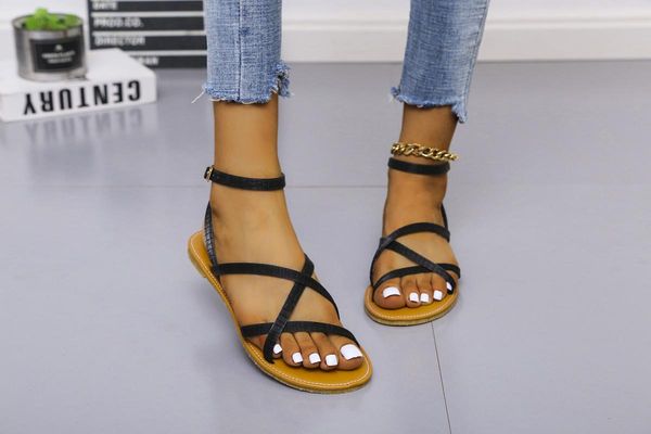 sandals women summer shoes flat open toe breathable buckle strap flip flops solid color zapatos de mujer 2021, Black
sandals women summer shoes flat open toe breathable buckle strap flip flops solid color zapatos de mujer 2021, Black