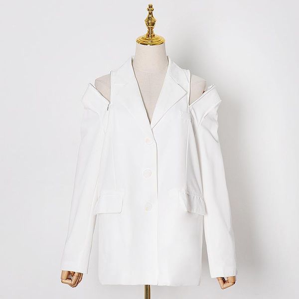 women's suits & blazers white chic for women notched long sleeve female hollow out casual blazer fashion spring clothing, White;black
women's suits & blazers white chic for women notched long sleeve female hollow out casual blazer fashion spring clothing, White;black