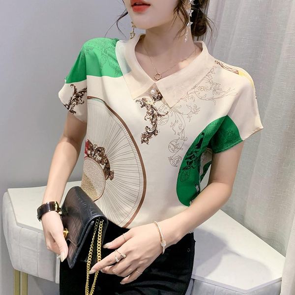 women's blouses & shirts chiffon loose fashion blouse printing collar shirt summer casual short sleeve blusas houthion, White
women's blouses & shirts chiffon loose fashion blouse printing collar shirt summer casual short sleeve blusas houthion, White