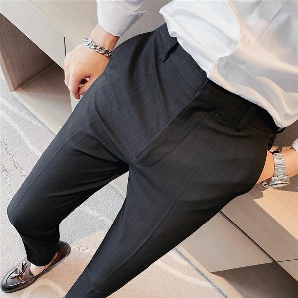 men's suits & blazers casual trousers double-line vertical stripes small slim fit business, White;black
men's suits & blazers casual trousers double-line vertical stripes small slim fit business, White;black