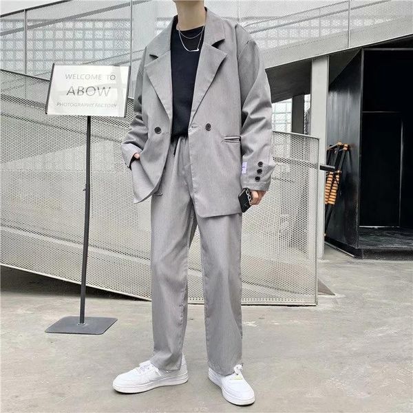 men's suits & blazers men sets solid casual chic fashion korean style streetwear male outwear single breasted young daily simple loose, White;black
men's suits & blazers men sets solid casual chic fashion korean style streetwear male outwear single breasted young daily simple loose, White;black