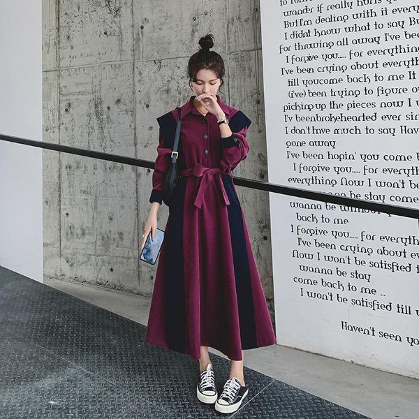 women fashion splice long sleeve big hem bandage dresses female elegant korean vintage dress maxi autumn winter casual, Black;gray
women fashion splice long sleeve big hem bandage dresses female elegant korean vintage dress maxi autumn winter casual, Black;gray