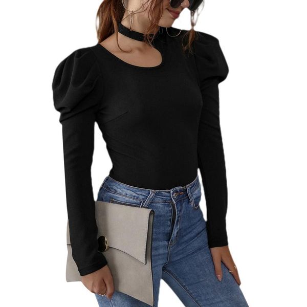 women's t-shirt 2021 autumn base shirt hollow out elegant ladies long sleeve slim fashion puff black bodycon t shirts, White
women's t-shirt 2021 autumn base shirt hollow out elegant ladies long sleeve slim fashion puff black bodycon t shirts, White