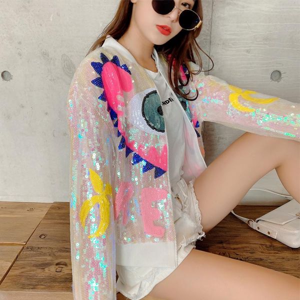 women's jackets women long sleeve zipper jacket fashion sequins club coat sport baseball streetwear clothing, Black;brown
women's jackets women long sleeve zipper jacket fashion sequins club coat sport baseball streetwear clothing, Black;brown