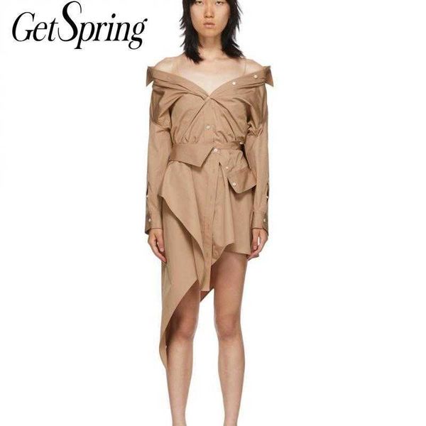getspring women dress mesh patchwork irregular shirt dresses asymmetry long sleeve vintage white khak summer clothes 210601, Black;gray
getspring women dress mesh patchwork irregular shirt dresses asymmetry long sleeve vintage white khak summer clothes 210601, Black;gray