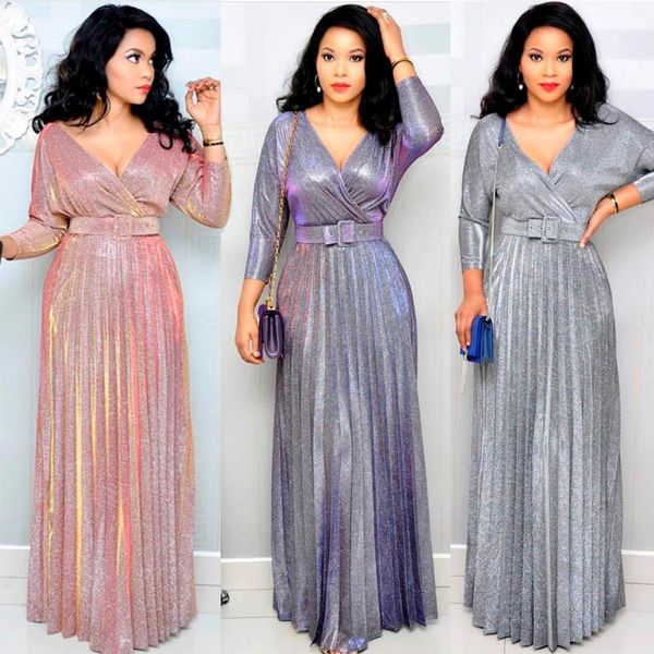 casual dresses shiny evening party dress long sleeves pleated glitter maxi elegant formal vestido de noche am-318, Black;gray
casual dresses shiny evening party dress long sleeves pleated glitter maxi elegant formal vestido de noche am-318, Black;gray
