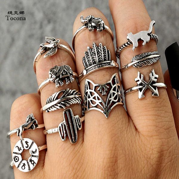 ring tocona 12pcs/set bohemia antique silver color rings for women arrow elephant fox lion pony pattern animal jewelry 4676, Golden;silver
ring tocona 12pcs/set bohemia antique silver color rings for women arrow elephant fox lion pony pattern animal jewelry 4676, Golden;silver