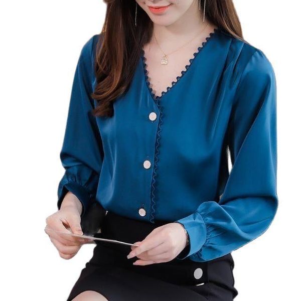 women's blouses & shirts womens spring autumn style lady casual long sleeve v-neck df4152, White
women's blouses & shirts womens spring autumn style lady casual long sleeve v-neck df4152, White