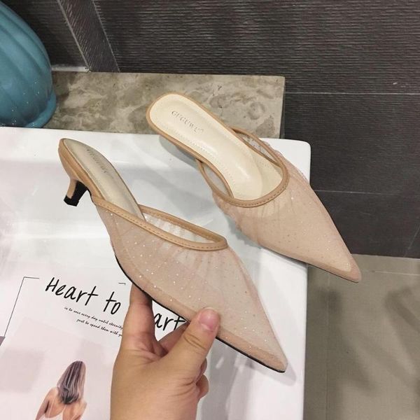 slippers pointed toe mesh mules shoes woman bling transparent summer thin heels slides hollow out flipflops femme footwear, Black
slippers pointed toe mesh mules shoes woman bling transparent summer thin heels slides hollow out flipflops femme footwear, Black