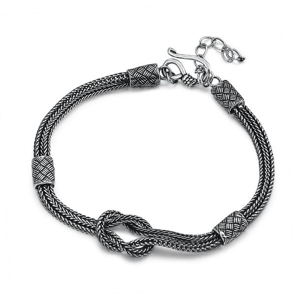 925 sterling silver foxtail chain bracelets american european antique handmade punk gothic designer luxury jewelry accessories gifts, Black
925 sterling silver foxtail chain bracelets american european antique handmade punk gothic designer luxury jewelry accessories gifts, Black