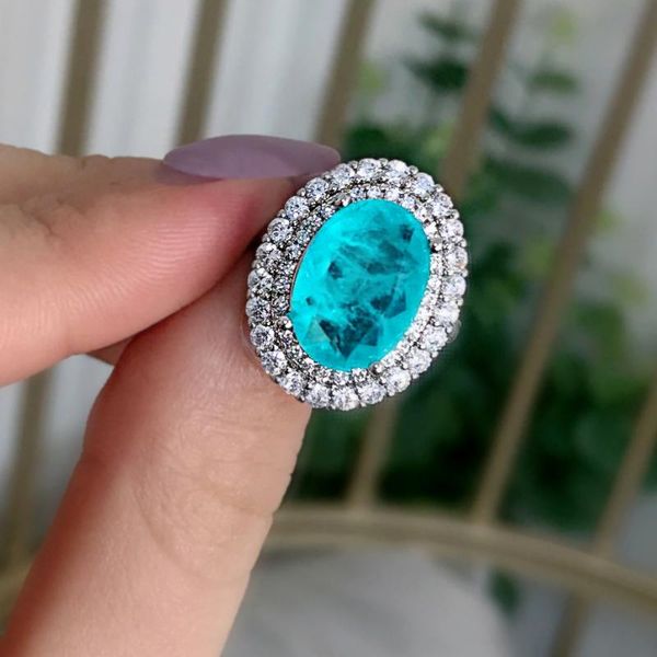 cluster rings 2021 fashion glamour for women 10*14mm oval cut paraiba tourmaline gemston wedding birthday fine jewelry gifts, Golden;silver
cluster rings 2021 fashion glamour for women 10*14mm oval cut paraiba tourmaline gemston wedding birthday fine jewelry gifts, Golden;silver
