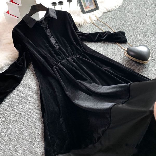 dress feminine plus size dresses ladies middle of buttons women 2021 autumn winter thickening dressed in gold velvet, Black;gray
dress feminine plus size dresses ladies middle of buttons women 2021 autumn winter thickening dressed in gold velvet, Black;gray