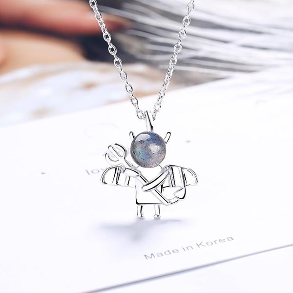 pendant necklaces little devil necklace female blu-ray moonstone short clavicle chain small fresh design niche ladies, Silver
pendant necklaces little devil necklace female blu-ray moonstone short clavicle chain small fresh design niche ladies, Silver