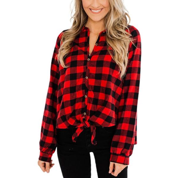 women blouses brand excellent quality flannel long sleeve lace-up plaid shirts fashion lapel plus size women's &, White
women blouses brand excellent quality flannel long sleeve lace-up plaid shirts fashion lapel plus size women's &, White