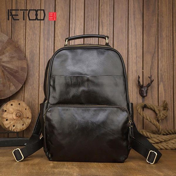 backpack aetoo genuine leather men's backpack, first layer travel fashionable school bag, business computer bag
backpack aetoo genuine leather men's backpack, first layer travel fashionable school bag, business computer bag