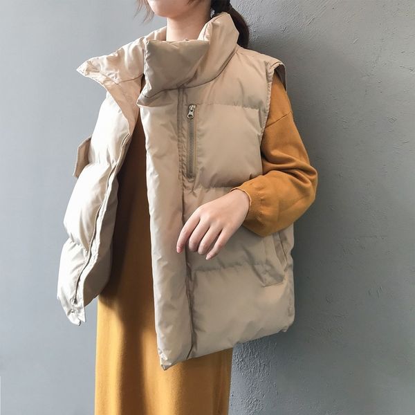 jacket sleeveless down jacket simple women's loose padded stand collar zipper cotton suit winter vest 66af, Black;white
jacket sleeveless down jacket simple women's loose padded stand collar zipper cotton suit winter vest 66af, Black;white