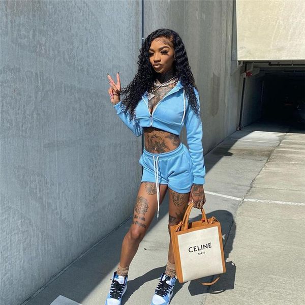 women's tracksuits wjfzqm zipper hooded long sleeve crop biker shorts suits blue matching sets casual 2 two piece set tracksuit women o, Gray
women's tracksuits wjfzqm zipper hooded long sleeve crop biker shorts suits blue matching sets casual 2 two piece set tracksuit women o, Gray