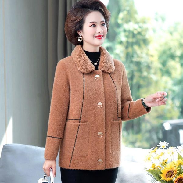 middle-aged women's winter mink velvet coat loose thick plus size overcoat double-sided woolen wool & blends, Black
middle-aged women's winter mink velvet coat loose thick plus size overcoat double-sided woolen wool & blends, Black