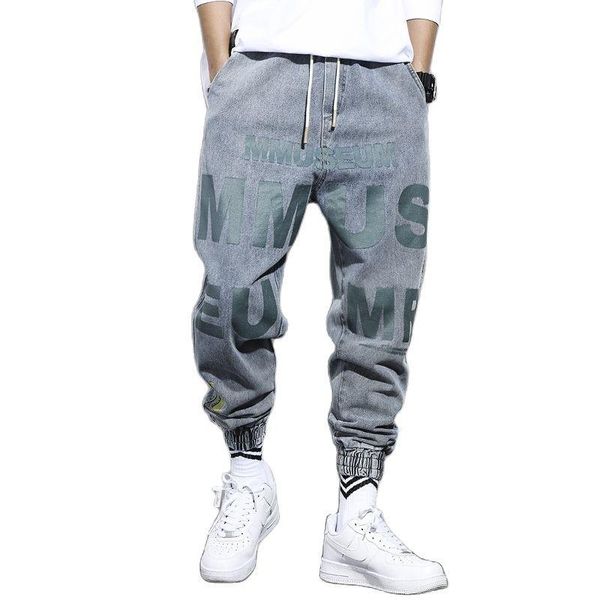men's jeans denim brand loose locomotive korean harem youth harajuku drawstring leg hip hop printed letter casual cowboy pants, Blue
men's jeans denim brand loose locomotive korean harem youth harajuku drawstring leg hip hop printed letter casual cowboy pants, Blue