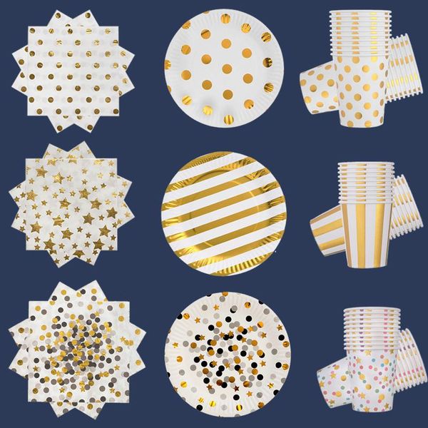 10pcs golden plate theme birthday party tableware supplies 20pcs paper towel stripe cup combination disposable dinnerware
10pcs golden plate theme birthday party tableware supplies 20pcs paper towel stripe cup combination disposable dinnerware