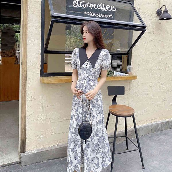 korean summer girl fashions elegant peter pan collar puff floral sleeve print dress vintage df88, Black;gray
korean summer girl fashions elegant peter pan collar puff floral sleeve print dress vintage df88, Black;gray