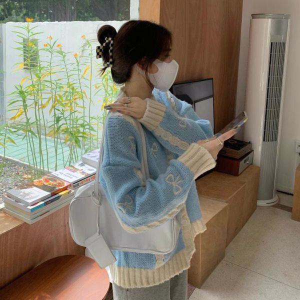 women's knits & tees women casual sweater cardigan 2021 autumn bow designer long sleeve sweet knitting coat korean winter chic outdoor, White
women's knits & tees women casual sweater cardigan 2021 autumn bow designer long sleeve sweet knitting coat korean winter chic outdoor, White