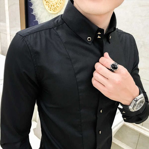 solid color formal dress shirts men long sleeve slim fit casual shirt business streetwear social party blouse camisa masculina 210527, White;black
solid color formal dress shirts men long sleeve slim fit casual shirt business streetwear social party blouse camisa masculina 210527, White;black