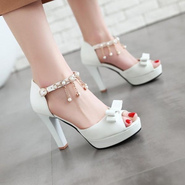 bowtie bride wedding sandals black white pink beads chains peep toe thin high heels platform lady shoes big size
bowtie bride wedding sandals black white pink beads chains peep toe thin high heels platform lady shoes big size