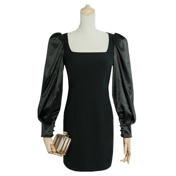 casual dresses low-cut square neck long sleeved mini black club party dress, Black;gray
casual dresses low-cut square neck long sleeved mini black club party dress, Black;gray