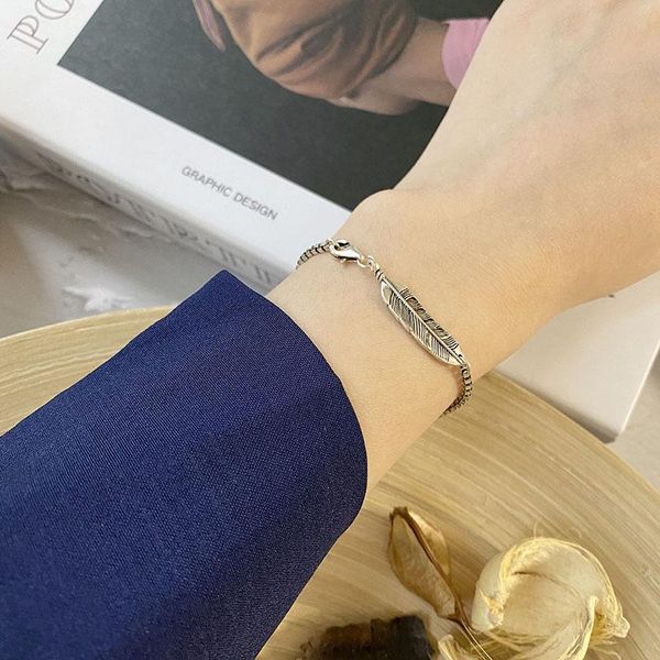 link, chain retro thai female fashion handmade feather simple bracelets temperament couple gifts, Black
link, chain retro thai female fashion handmade feather simple bracelets temperament couple gifts, Black